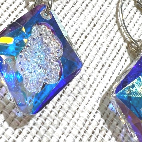 Swarovski Crystal diamond druzy earrings - Picture 5 of 5
